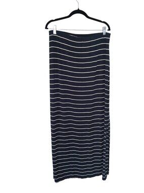 Old Navy Women’s Large Navy White Striped Side Slit Maxi Skirt